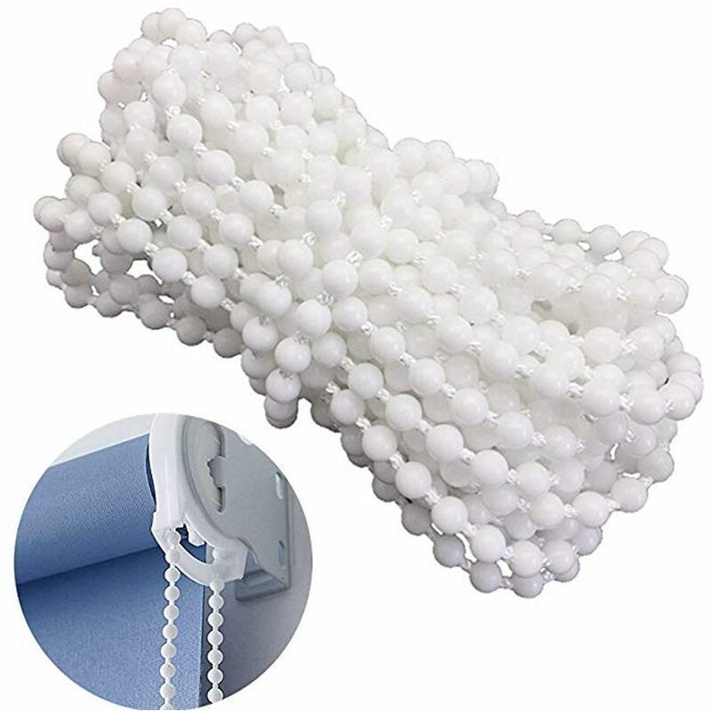 10 Meter Perlenkette für Rollos mit 10 Verbindern (Weiß)