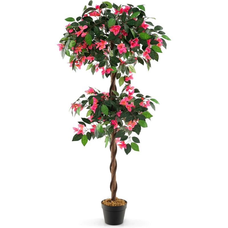 Costway - 150cm Kunstbaum mit Blüten, Kunstpflanze im Topf, Zimmerpflanze mit 252 Blüten & natürlichen Blättern & Stamm, künstlicher Blumen