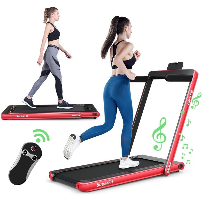 Costway - 2 in 1 klappbares Walking Pad & Laufband App-kontrolliert Bluetooth led Display 1-12km/h bis 120kg belastbar inkl. Handyhalterung, rot