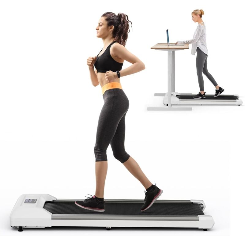 COSTWAY 2 in 1 Laufband unter dem Schreibtisch, Walking Pad mit LED-Anzeige & Fernbedienung, 1-6 km/h, Treadmill für Zuhause & Büro, 120 kg belastbar