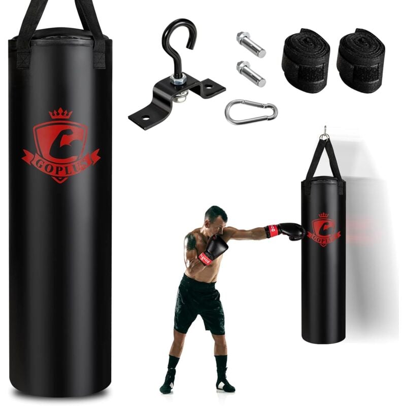 28,5 kg Boxsack-Set für Erwachsene, Haengender Boxsack mit 12 oz Boxhandschuhen & Handschlaufen, Punching Bag für Muay Thai, Krav maga, Taekwondo,