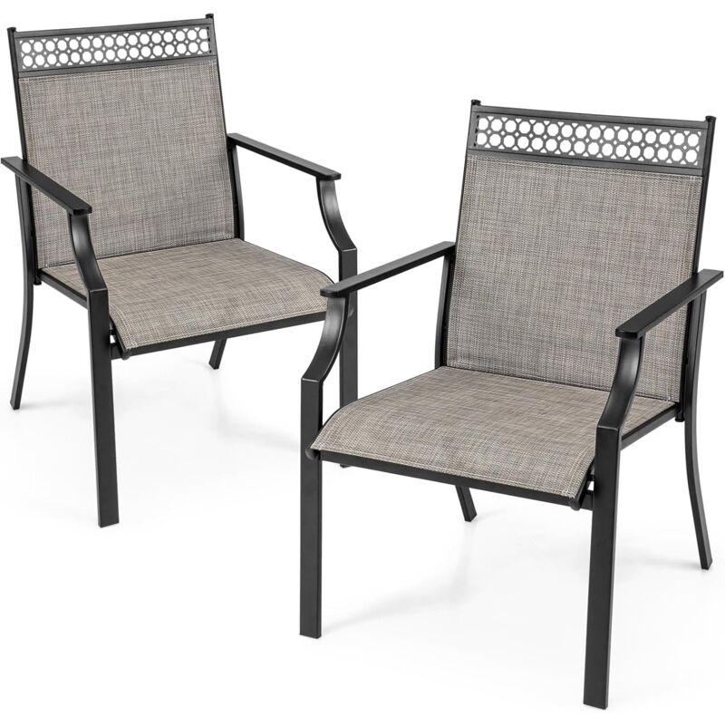 2er Set Gartenstühle, Terrassenstühle, Balkonstühle mit schnell trocknendem Stoff und Metallrahmen, Outdoor-Stühle bis 150 kg belastbar, für Garten,