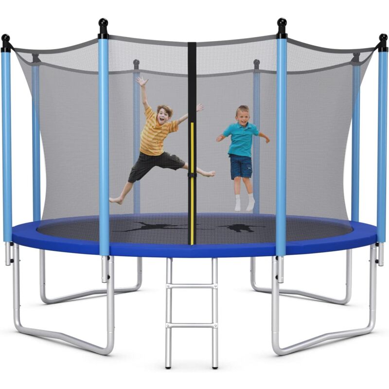 Costway - 305 cm Trampolin Outdoor, gs Zertifiziert, Gartentrampolin mit Leiter, Trampolin Komplettset mit Leiter, Sprungmatte, Sicherheitsnetz und