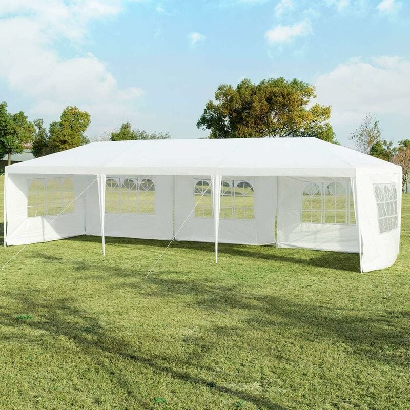 Costway - 3x9m Gartenpavillon Partyzelt mit 5 abnehmbaren Seitenwaende, Faltpavillon Bierzelt UV-Schutz, Gartenzelt faltbar, Faltzelt Pavillon