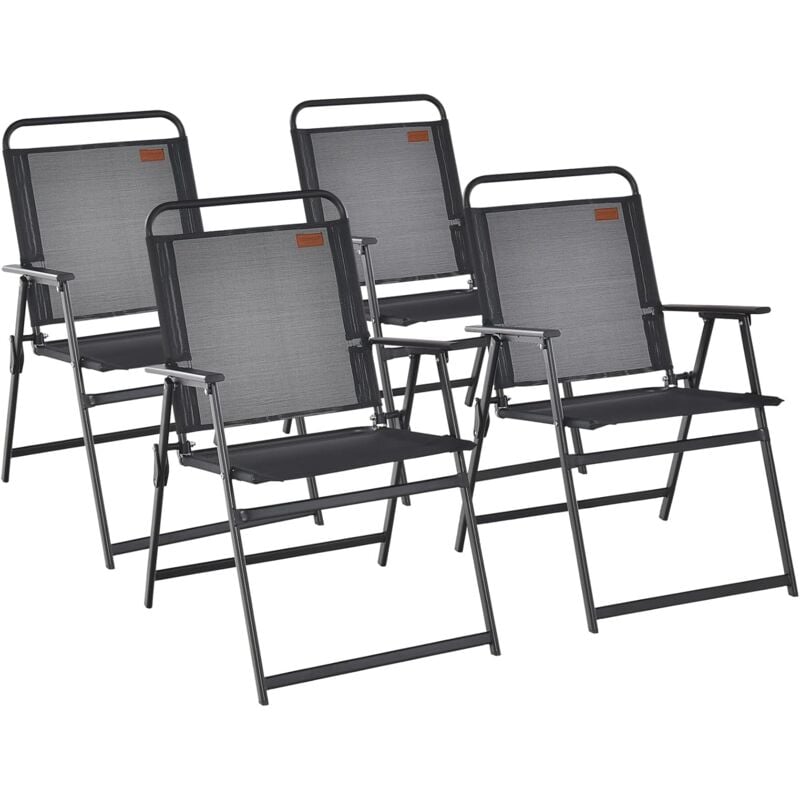 Costway - 4er Set Gartenstühle, Klappstühle mit Armlehnen, Balkonstühle mit atmungsaktivem Stoff, Terrassenstühle für Balkon, Garten, Hinterhof
