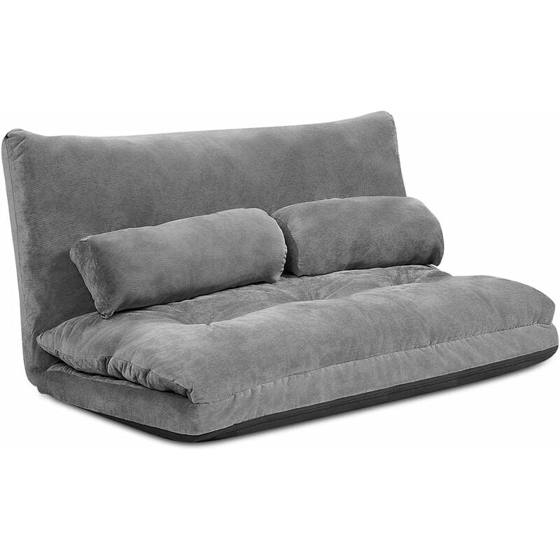 Costway - 6-stufig einstellbares Bodensofa Sofabett mit 2 Kissen klappbar,Bodensessel, Bodenstuhl, Boden Sitzkissen mit Rückenlehne, Klappsofa