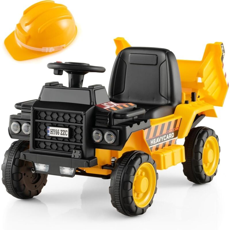 Costway - 6V Kinder Muldenkipper mit Schutzhelm, Kinder Elektro lkw bis zu 2,5km/h, Aufsitz Kipplader für Kinder ab 18 Monaten