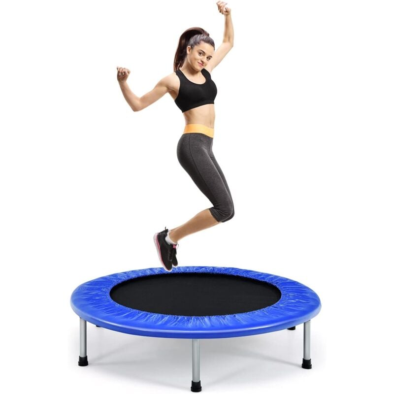 97cm Mini Trampolin, Fitness Trampolin faltbar, Kindertrampolin bis 150kg belastbar, Gartentrampolin, Indoor- und Outdoortrampolin für Kinder und