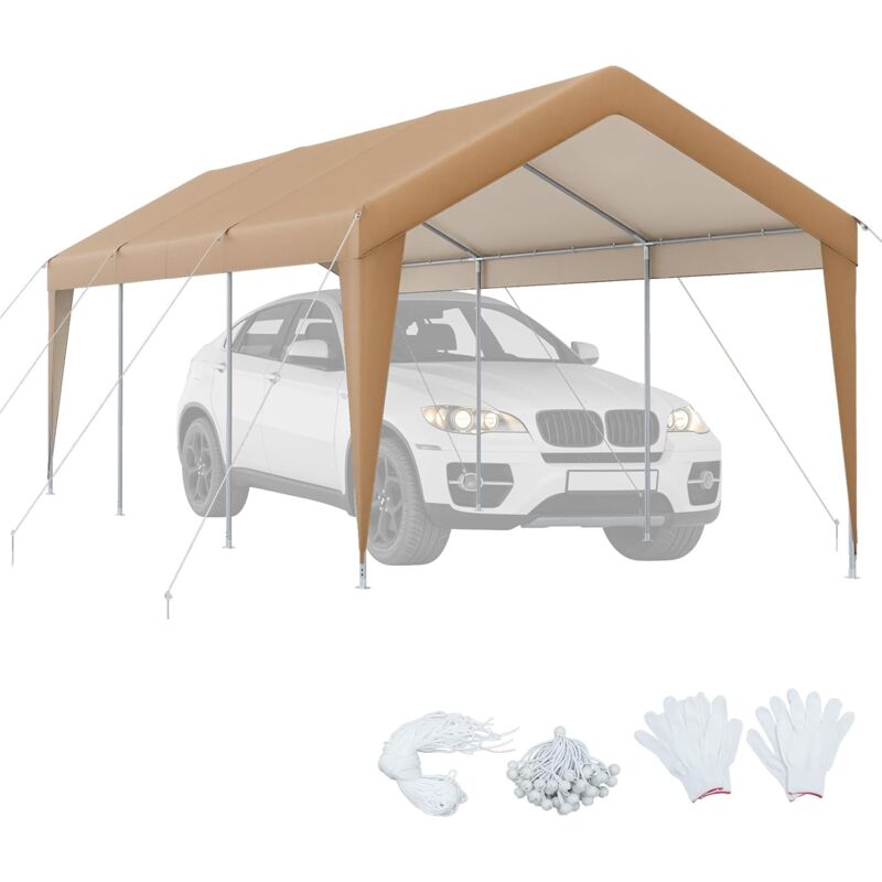 Carport Tent Garage 301 x 600 x 285 cm, Portable Garage Tent with Galvanised Metal Frame & Weatherproof Cover, Car Shelter for Cars, Boats & Large