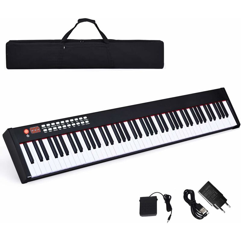 Digitales Piano Keyboard, elektronisches Klavier Keyboard mit Tragetasche, Musikgeschenke fuer Kinder und Anfaenger Bluetooth / 128