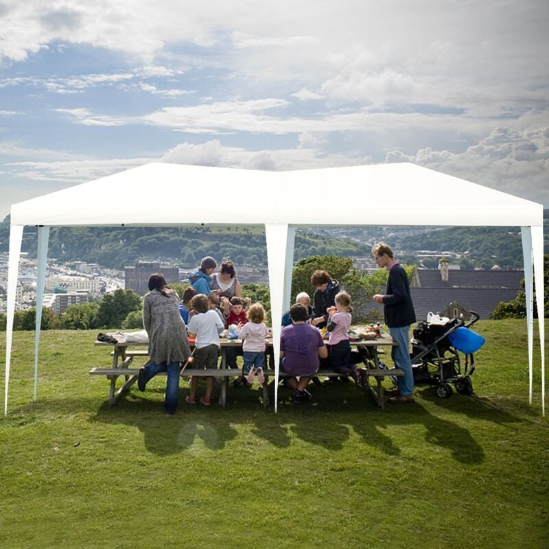 Gartenpavillon Partyzelt, Faltpavillon Bierzelt UV-Schutz, Gartenzelt faltbar, Faltzelt 3x6m, Pavillon inkl. Tragetasche Weiss - Costway