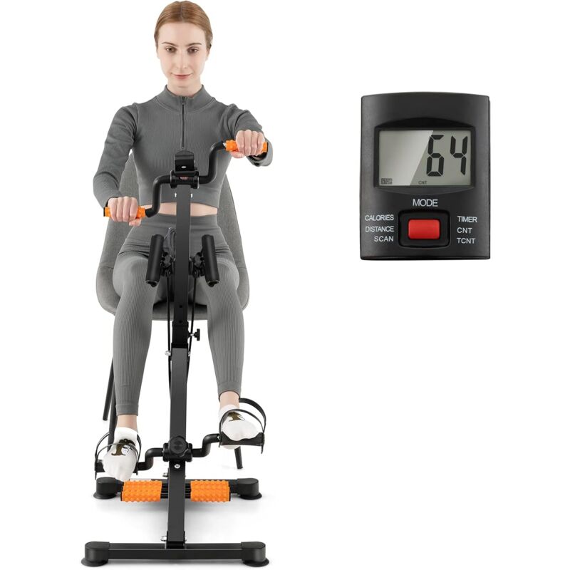 Costway - Heimtrainer Bewegungstrainer Pedaltrainer für Senioren Stahl, Hand Arm Bein Knie Fitnessgerät mit lcd Display, höhen- & längenverstellbar,