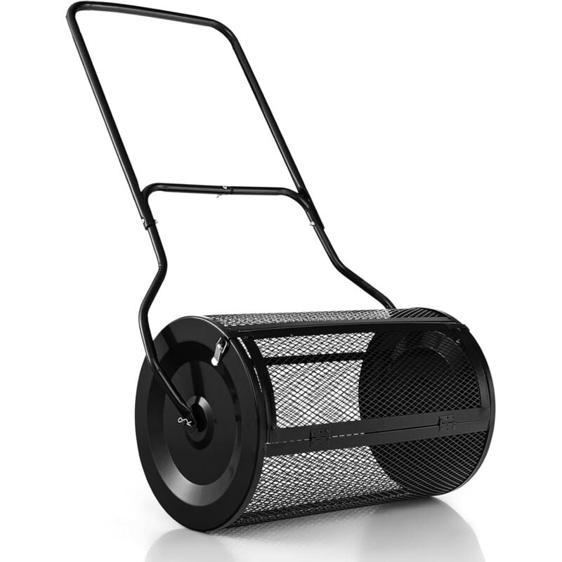 Costway - Kompoststreuer 80L, Torfstreuer mit U-Griff, Düngerstreuer Rasen Garten, Gartenstreuer für Dünger & Setzlinge, Komposter Metall,