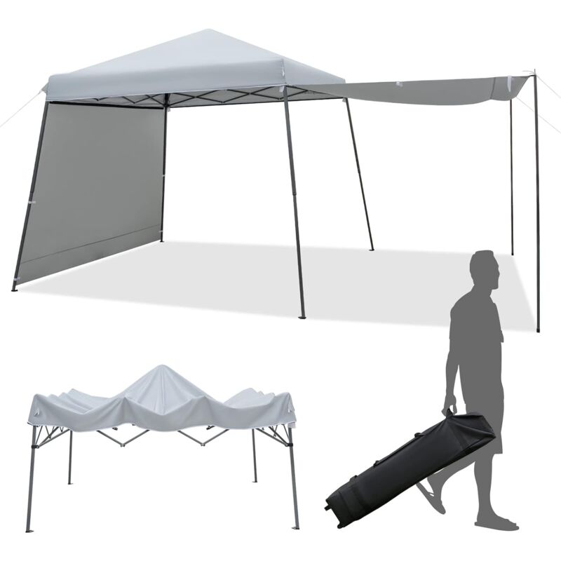 Pop Up Pavillon mit Seitenwänden & Markisen, Faltpavillon mit Rolltasche, UV-Schutz 50+, Gartenzelt faltbar, Partyzelt wasserdicht stabil Winterfest,