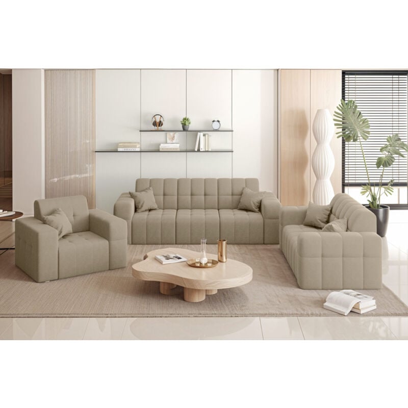 Couchgarnitur nimes - Sofagarnitur 3-2-1 , breite Farbpalette, Stoff Portland Beige