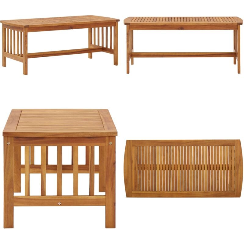 Couchtisch 102x50x43 cm Massivholz Akazie - Holz Couchtisch - Akasie Couchtisch - Wohnzimmertisch - Esszimmertisch - Beistelltisch - Home & Living