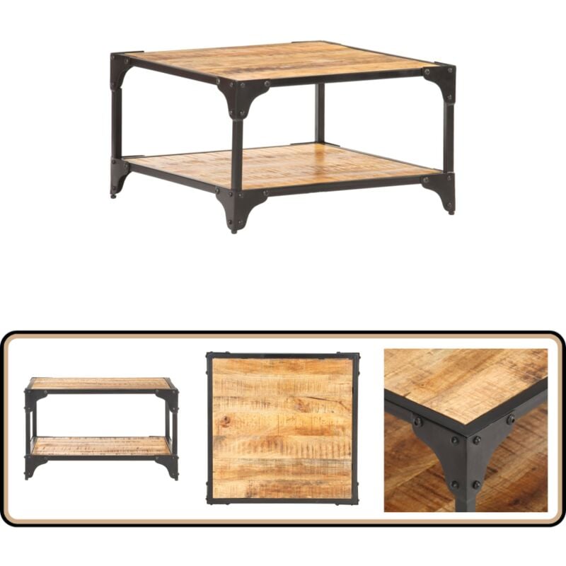 Vidaxl - Couchtisch 60x60x35 cm Massivholz Mango - Industrieller Couchtisch - Holzkohletisch - Mangoholz Couchtisch - Beistelltisch - Wohnzimmer