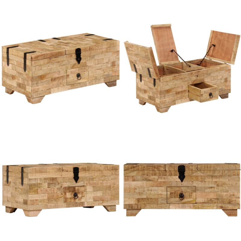 Couchtisch Massivholz Mango 80x40x35 cm - Holztisch - Couchtisch - Wohnzimmertisch - Mangoholztisch - Sideboard - Home & Living