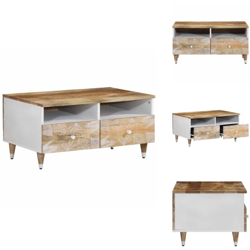 Couchtisch 80x54x40 cm Massivholz Mango - Couchtisch - Couchtische - Couchtisch Niedrig - Tisch