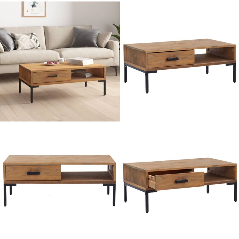 Couchtisch 90x50x35 cm Massivholz Kiefer - Esszimmertisch - Holzmöbel - Couchtisch - Wohnzimmerstil - Industrielook - Home & Living