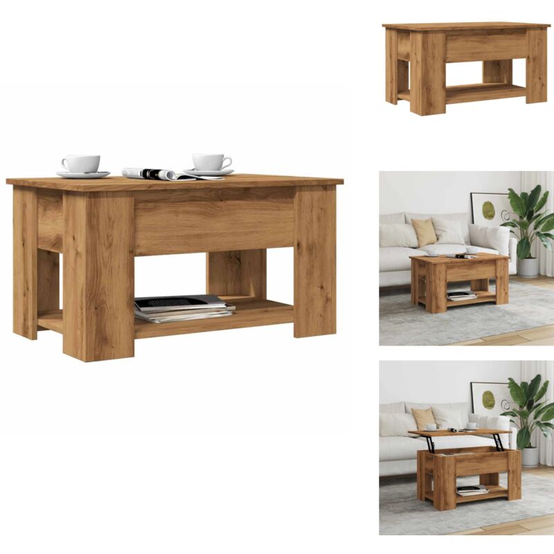 Couchtisch Artisan-Eiche 79x49x41 cm Holzwerkstoff - Couchtisch - Couchtische - Couchtisch Höhenverstellbar - Beistelltisch
