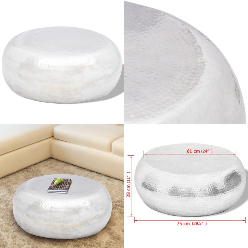 Vidaxl - Couchtisch aus gehämmertem Aluminium Silbern - Alu Tisch - Couchtisch Silber - Wohnzimmerstil - Designer Couchtisch - Handgefertigter Tisch
