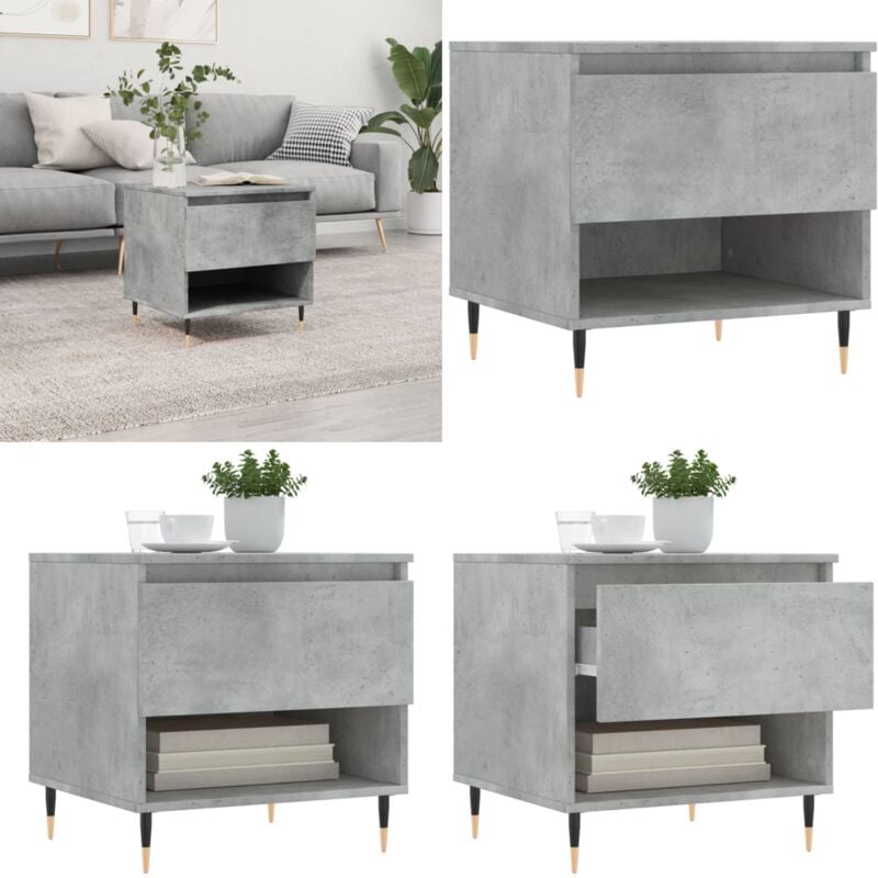 Vidaxl - Couchtisch Betongrau 50x46x50 cm Holzwerkstoff - Eleganter Couchtisch - Wohnzimmerstil - Holzwerkstoff Couchtisch - Grau Sofa Tisch