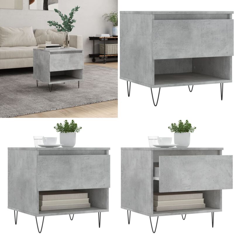 Vidaxl - Couchtisch Betongrau 50x46x50 cm Holzwerkstoff - Eleganter Couchtisch - Wohnzimmerstil - Holzwerkstofftisch - Couchtisch Grau - tv Stand