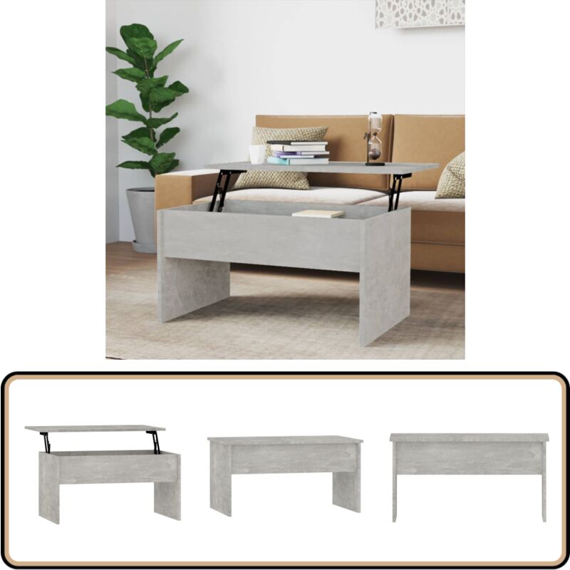 Couchtisch Betongrau 80x50,5x41,5 cm Holzwerkstoff - Couchtisch - Wohnzimmertisch - Holzwerkstoff - Betongrau - Höhenverstellbar