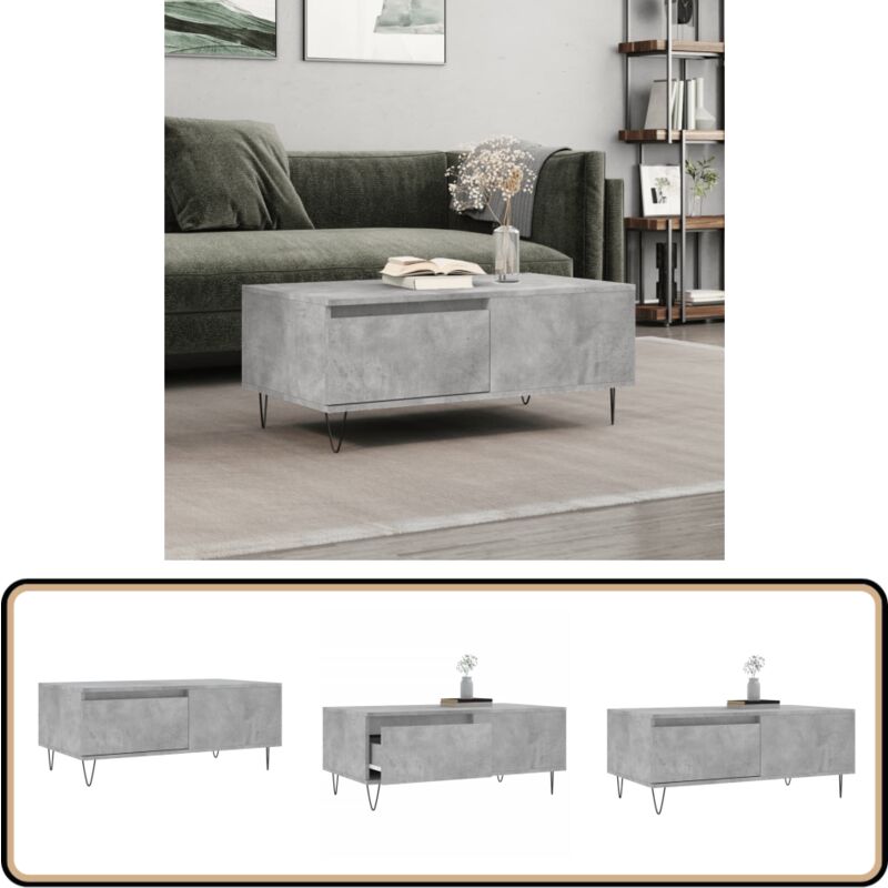 Couchtisch Betongrau 90x50x36,5 cm Holzwerkstoff - Couchtisch - Wohnzimmerstil - Holzmöbel - Betonoptik - Schubladen