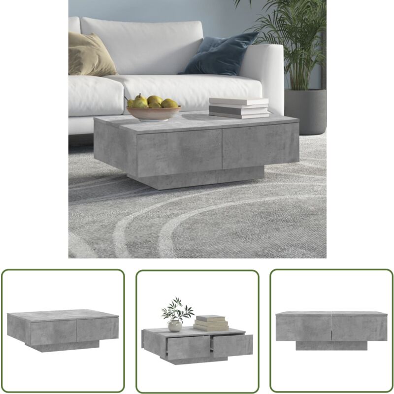 The Living Store Couchtisch Betongrau 90x60x31 cm Holzwerkstoff - Couchtisch - Wohnzimmerstil - Betonoptik - Holzmöbel - Beistelltisch