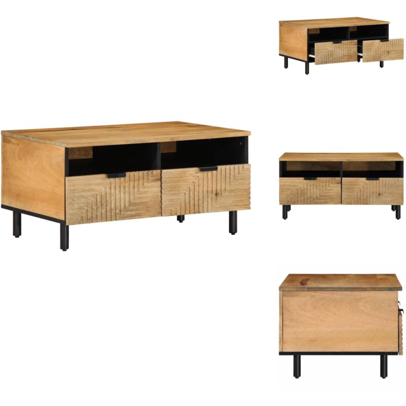 Couchtisch Braun 80x54x40 cm Massivholz Mango - Couchtisch - Couchtische - Couchtisch Niedrig - Tisch