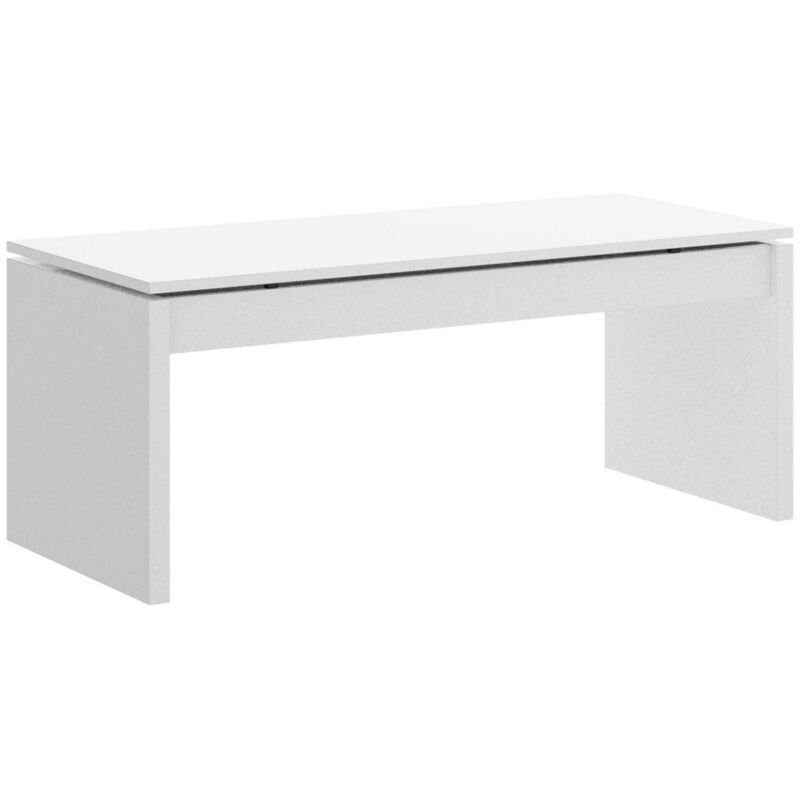 Couchtisch Dburgi, Wohnzimmer-Zeitungsständer mit Ablagefach, niedriger Couchtisch, 102 x 50 x 43 cm, Weiß - Dmora