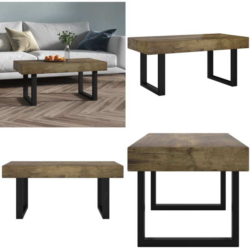 Vidaxl - Couchtisch Dunkelbraun und Schwarz 90x45x40 cm mdf und Eisen - Couchtisch - Wohnzimmertisch - Esszimmertisch - Holztisch - Metalltisch