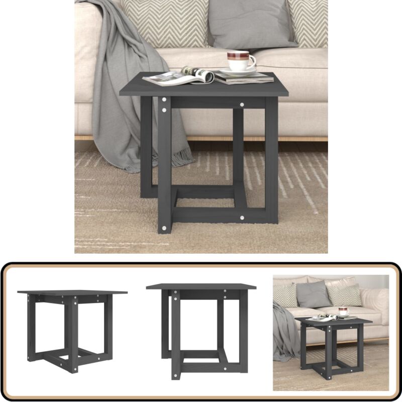 Couchtisch Grau 50x50x45 cm Massivholz Kiefer - Couchtisch - Esszimmertisch - Holzmöbel - Kiefernholz - Grau