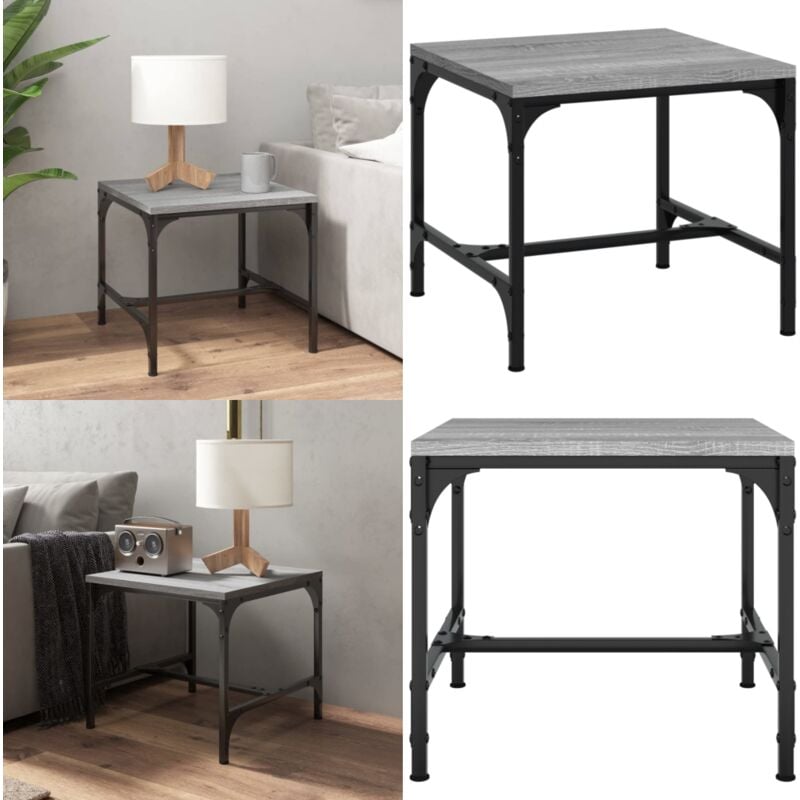 Couchtisch Grau Sonoma 50x50x35 cm Holzwerkstoff - Industrieller Couchtisch - Grau - Wohnzimmerstil - Sofa Tisch - Holzwerkstoff Couchtisch - Home &