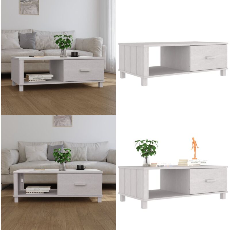 Vidaxl - Couchtisch hamar Weiß 100x55x35 cm Massivholz Kiefer - Holz Couchtisch - Wohnzimmertisch - Kiefernholzmöbel - Weißer Couchtisch - Sideboard