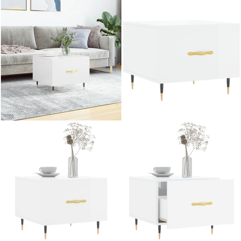 Couchtisch Hochglanz-Weiß 50x50x40 cm Holzwerkstoff - Couchtisch - Wohnzimmerstil - Holzwerkstoff - Weißer Couchtisch - Sideboard - Home & Living