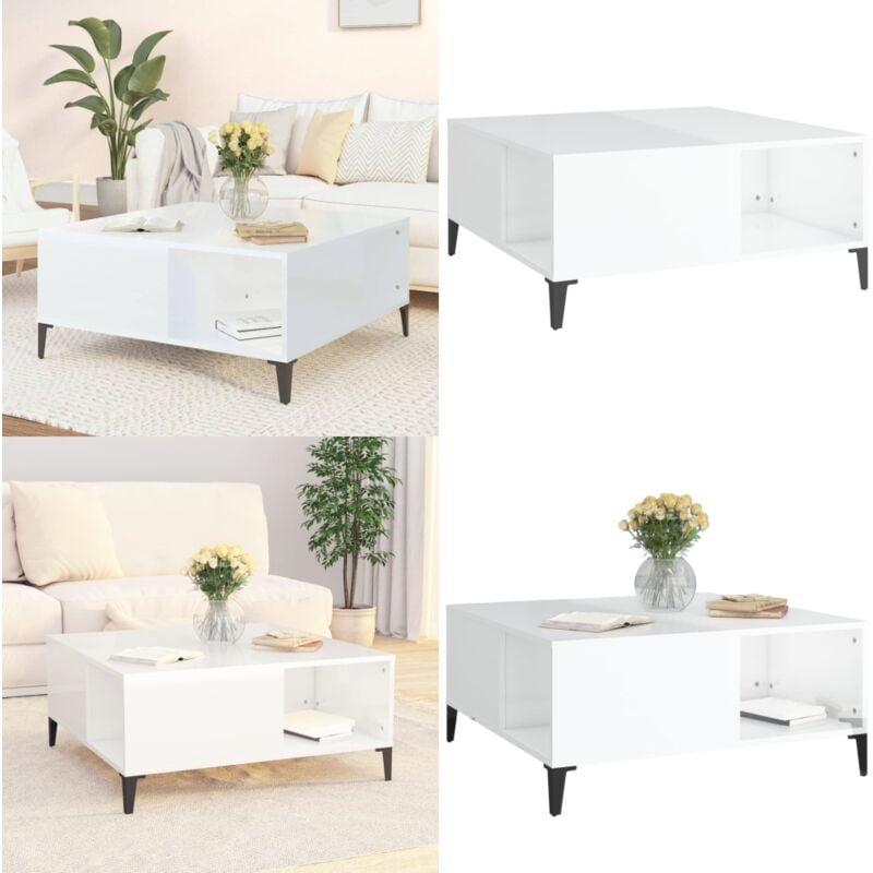 Vidaxl - Couchtisch Hochglanz-Weiß 80x80x36,5 cm Holzwerkstoff - Couchtisch - Wohnzimmereinrichtung - Holzwerkstoff Tisch - Weißer Couchtisch