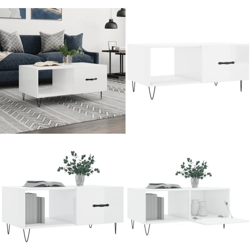Vidaxl - Couchtisch Hochglanz-Weiß 90x50x40 cm Holzwerkstoff - Couchtisch - Wohnzimmerstil - Holzwerkstoff Möbel - Weißer Couchtisch - Sideboard