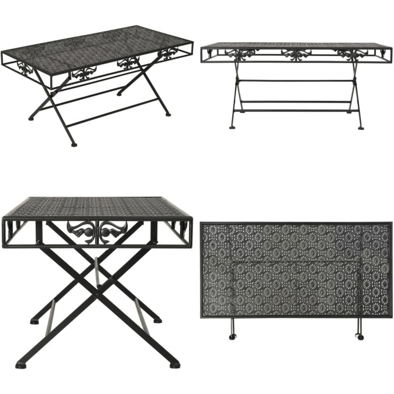 Couchtisch Klappbar Vintage-Stil Metall 100x50x45 cm Schwarz - Klappbarer Couchtisch - Couchtisch Vintage - Metalltisch - Dekotisch - Sideboard