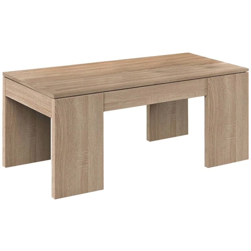 Mobimarket - Couchtisch Malibu, Couchtisch mit abnehmbarer Platte, Couchtisch für das Wohnzimmer, cm 100x50h43/84, Eiche