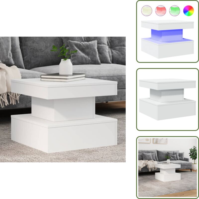 Vidaxl - Couchtisch mit LED-Leuchten Weiß 50x50x40 cm - Couchtisch - Wohnzimmerstil - led Beleuchtung - Holzwerkstoff - Weißer Couchtisch