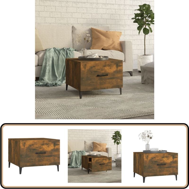 Vidaxl - Couchtisch mit Metallbeinen Räuchereiche 50x50x40 cm - Industriel Style Couchtisch - Holzkohle Farbton - Holzwerkstoff Möbel - Couchtisch