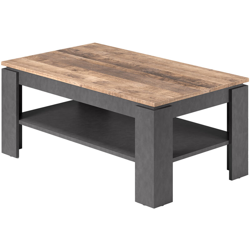 Couchtisch modern rechteckig GIBBSTON-19 in Matera anthrazit mit Tabak Eiche Nb., b/h/t: ca. 110/47/65 cm