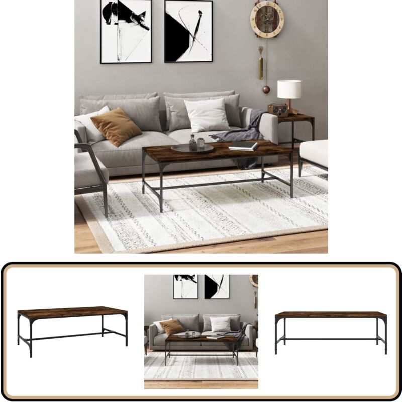 Couchtisch Räuchereiche 100x50x35 cm Holzwerkstoff - Industrieller Couchtisch - Wohnzimmerstil - Holzmöbel - Couchtisch Braun - Holzwerkstoff Möbel