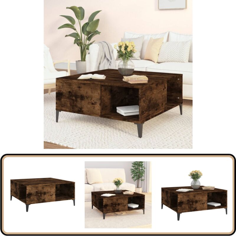 Couchtisch Räuchereiche 80x80x36,5 cm Holzwerkstoff - Couchtisch - Wohnzimmereinrichtung - Holzmöbel - Sideboard - Regal