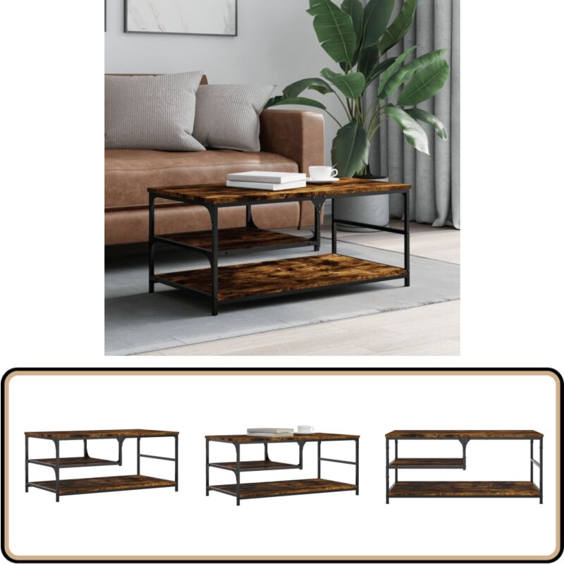 Couchtisch Räuchereiche 90x49x40 cm Holzwerkstoff - Couchtisch - Wohnzimmerstil - Holzmöbel - Holzwerkstoff Möbel - Sideboard