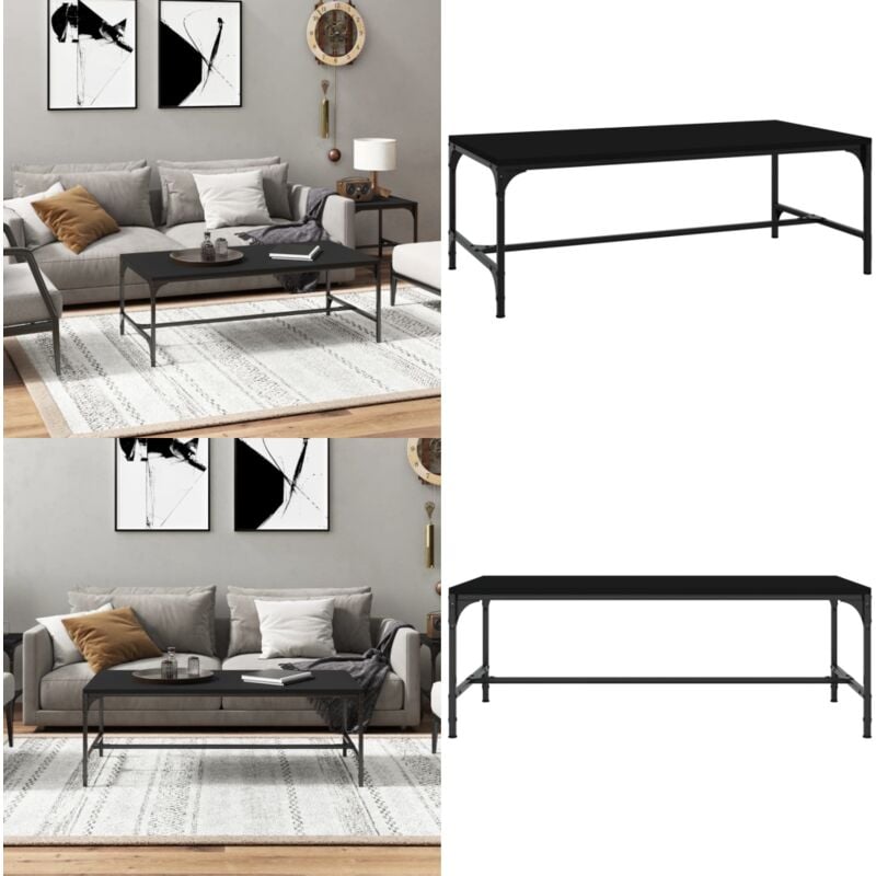 Couchtisch Schwarz 100x50x35 cm Holzwerkstoff - Industrieller Couchtisch - Holzwerkstoff Couchtisch - Schwarzer Couchtisch - Couchtisch Mit
