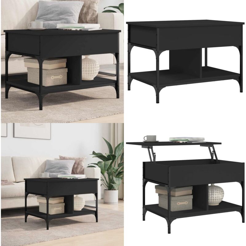 Vidaxl - Couchtisch Schwarz 70x50x50 cm Holzwerkstoff und Metall - Couchtisch - Wohnzimmerstil - Holzwerkstoff Möbel - Schwarzer Couchtisch